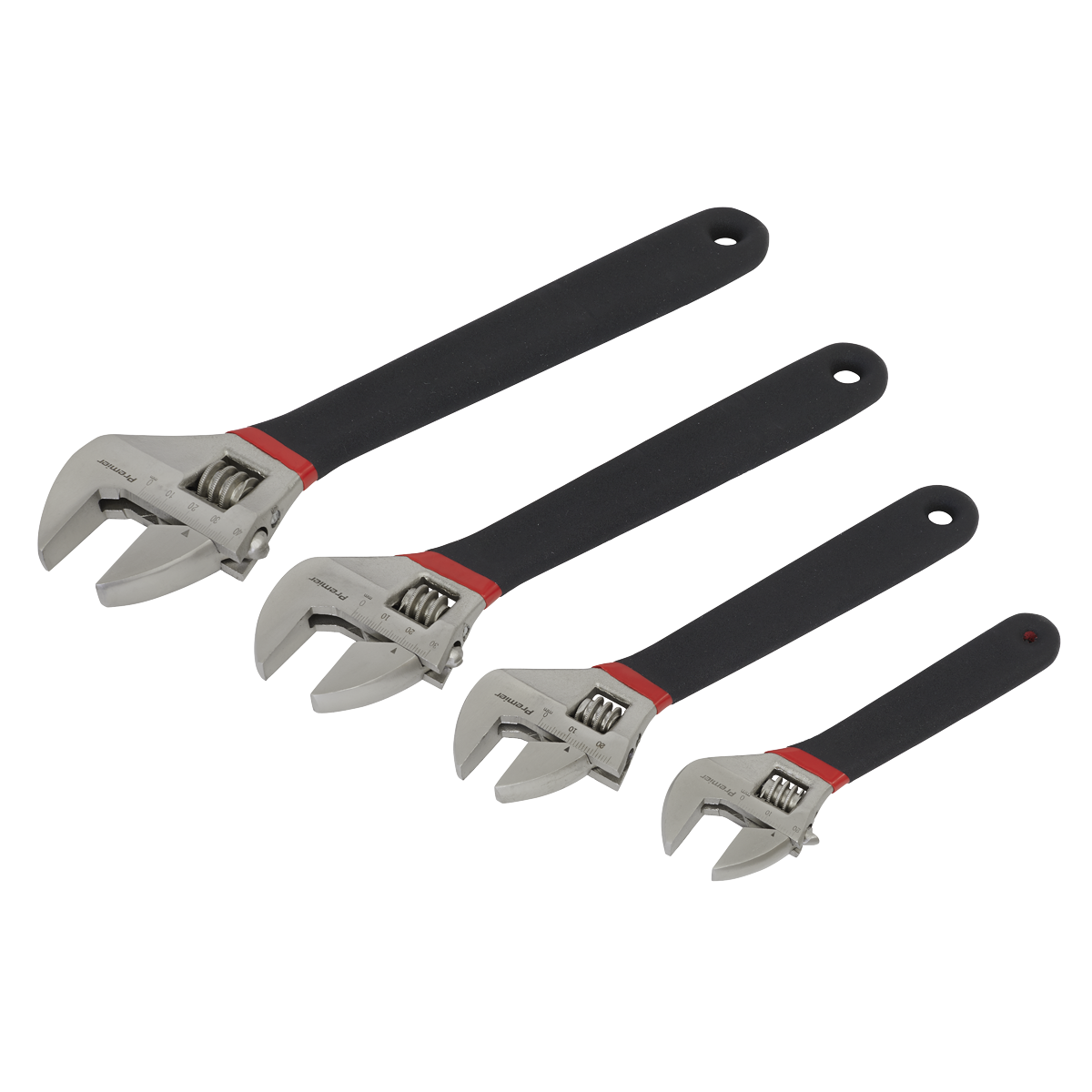 Premier Adjustable Wrench Set Ni-Fe Finish 4pc