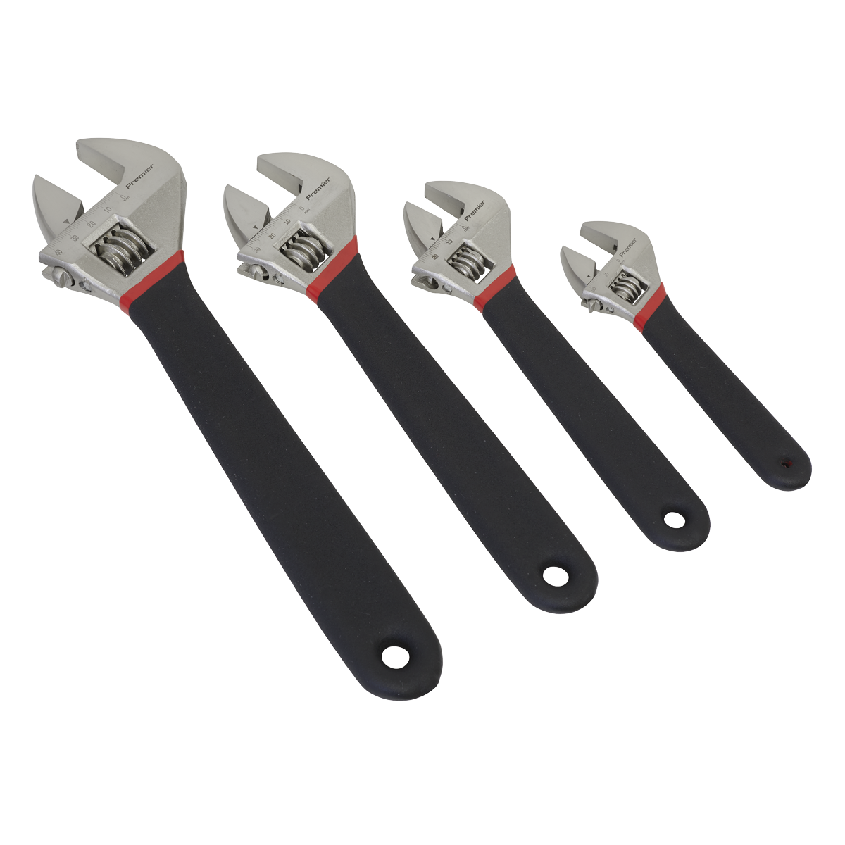 Premier Adjustable Wrench Set Ni-Fe Finish 4pc