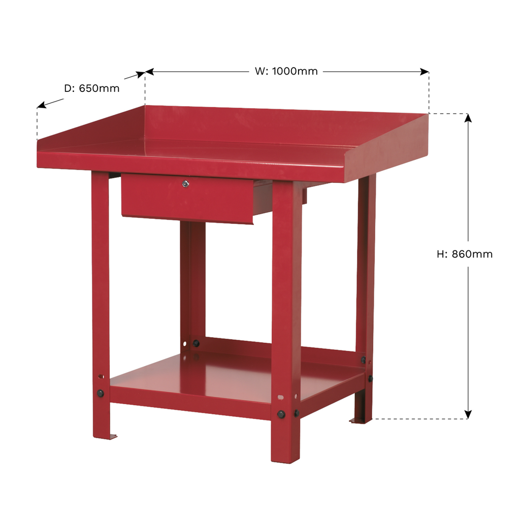 Steel Workbench with Drawer 1m