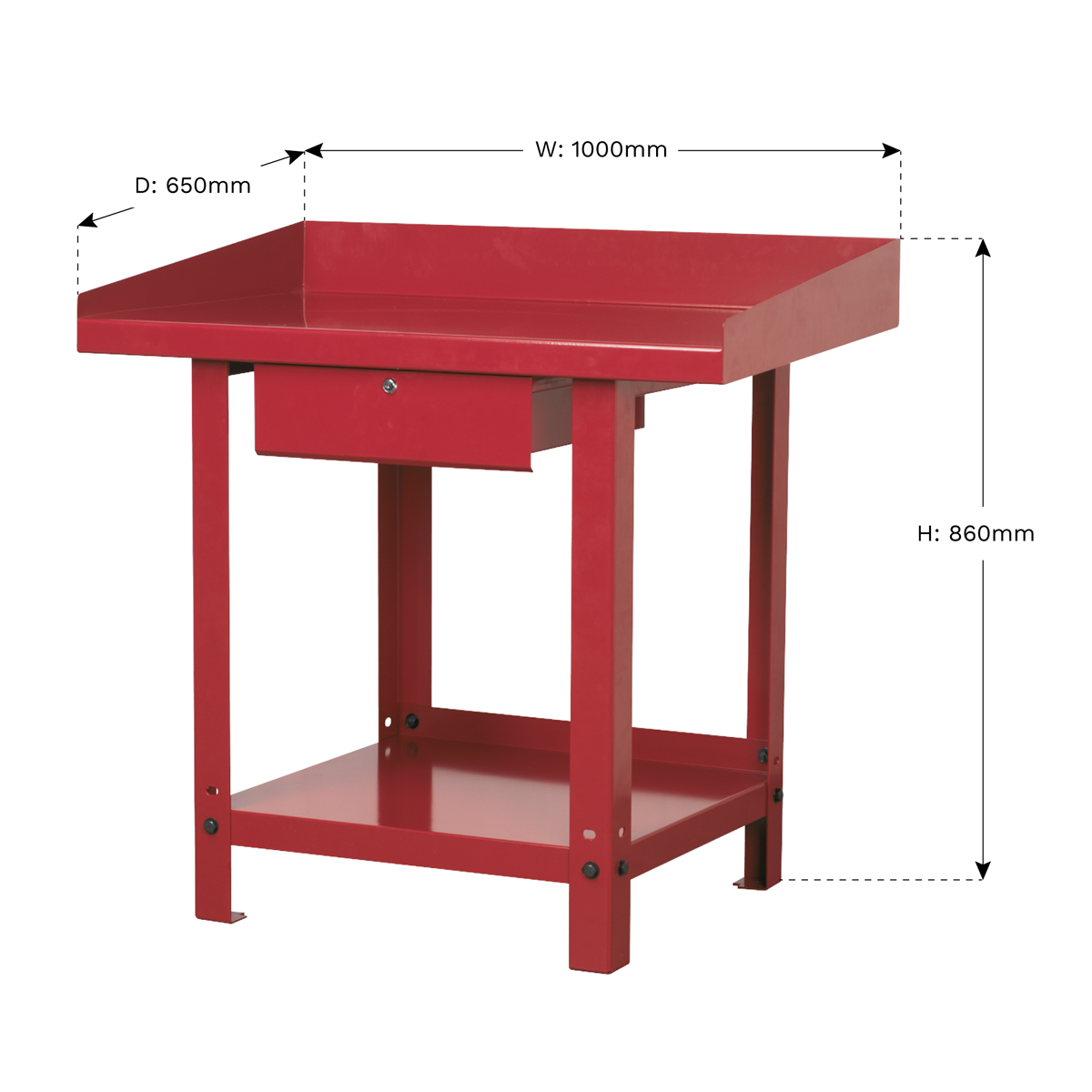 Steel Workbench with Drawer 1m