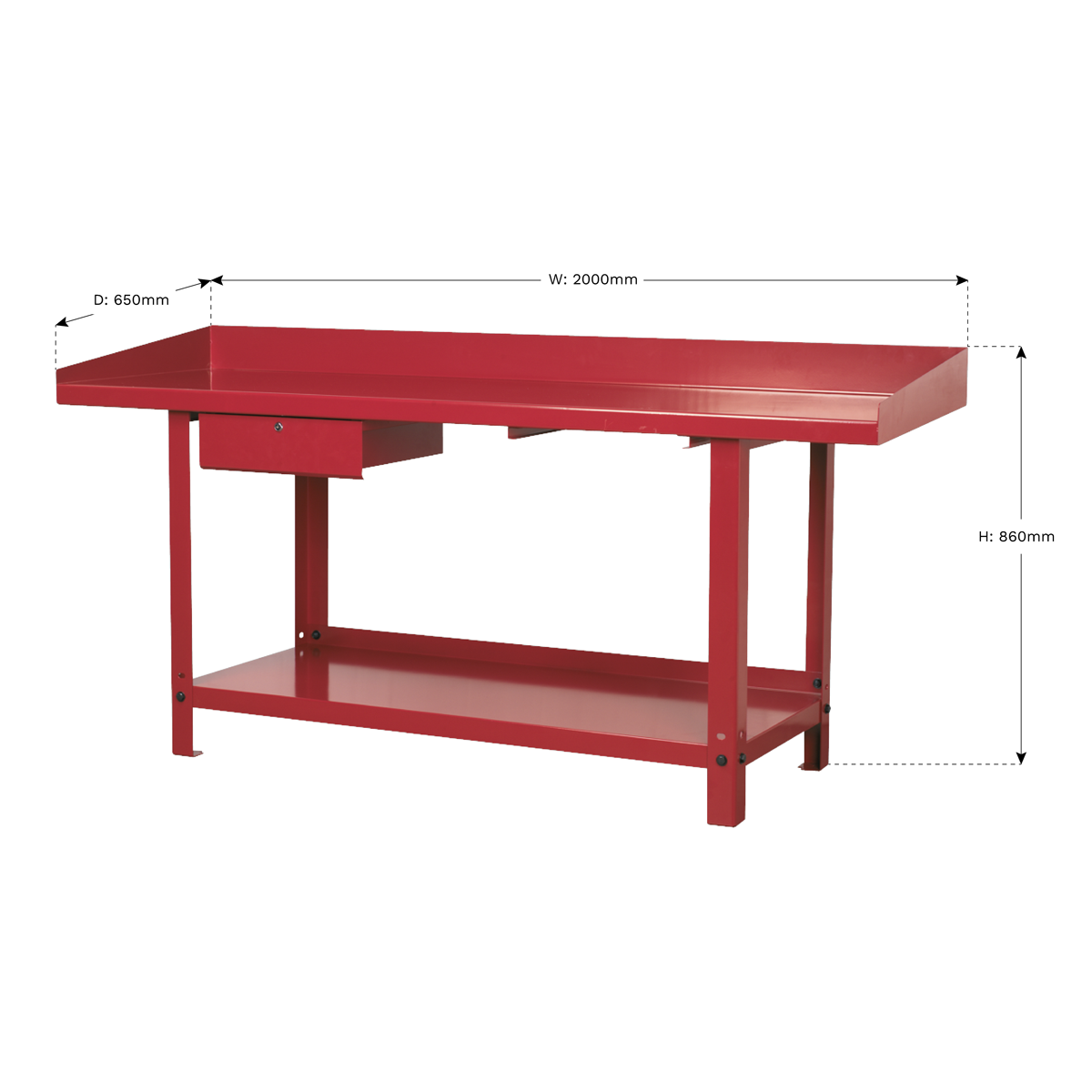 Steel Workbench with Drawer 2m