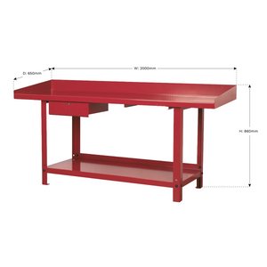 Steel Workbench with Drawer 2m