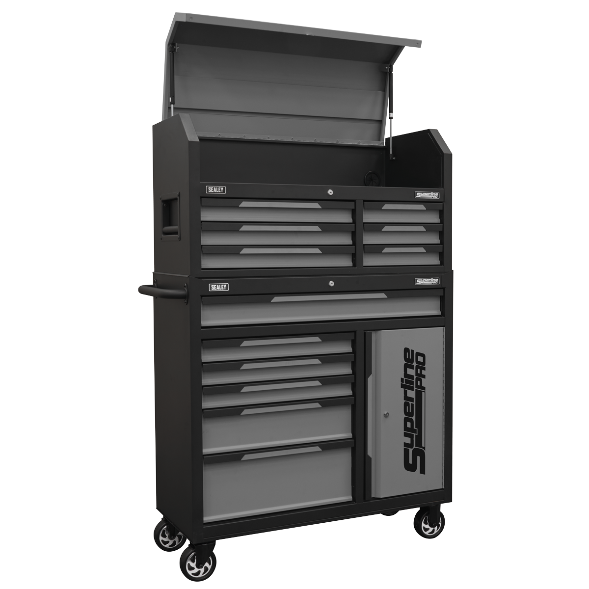 Superline Pro® Topchest & Rollcab Combination 12 Drawer & 1 Door Cupboard - Grey