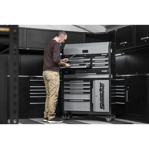 Superline Pro® Topchest & Rollcab Combination 12 Drawer & 1 Door Cupboard - Grey