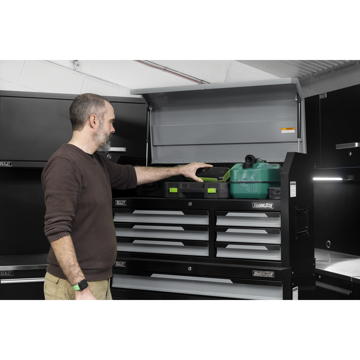 Superline Pro® Topchest & Rollcab Combination 12 Drawer & 1 Door Cupboard - Grey