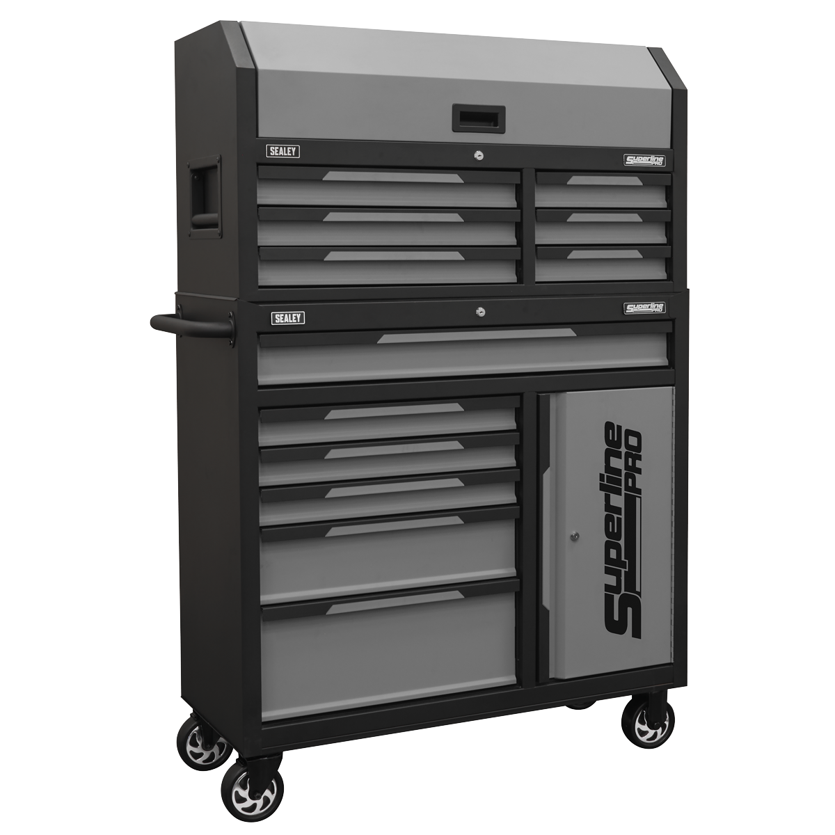 Superline Pro® Topchest & Rollcab Combination 12 Drawer & 1 Door Cupboard - Grey