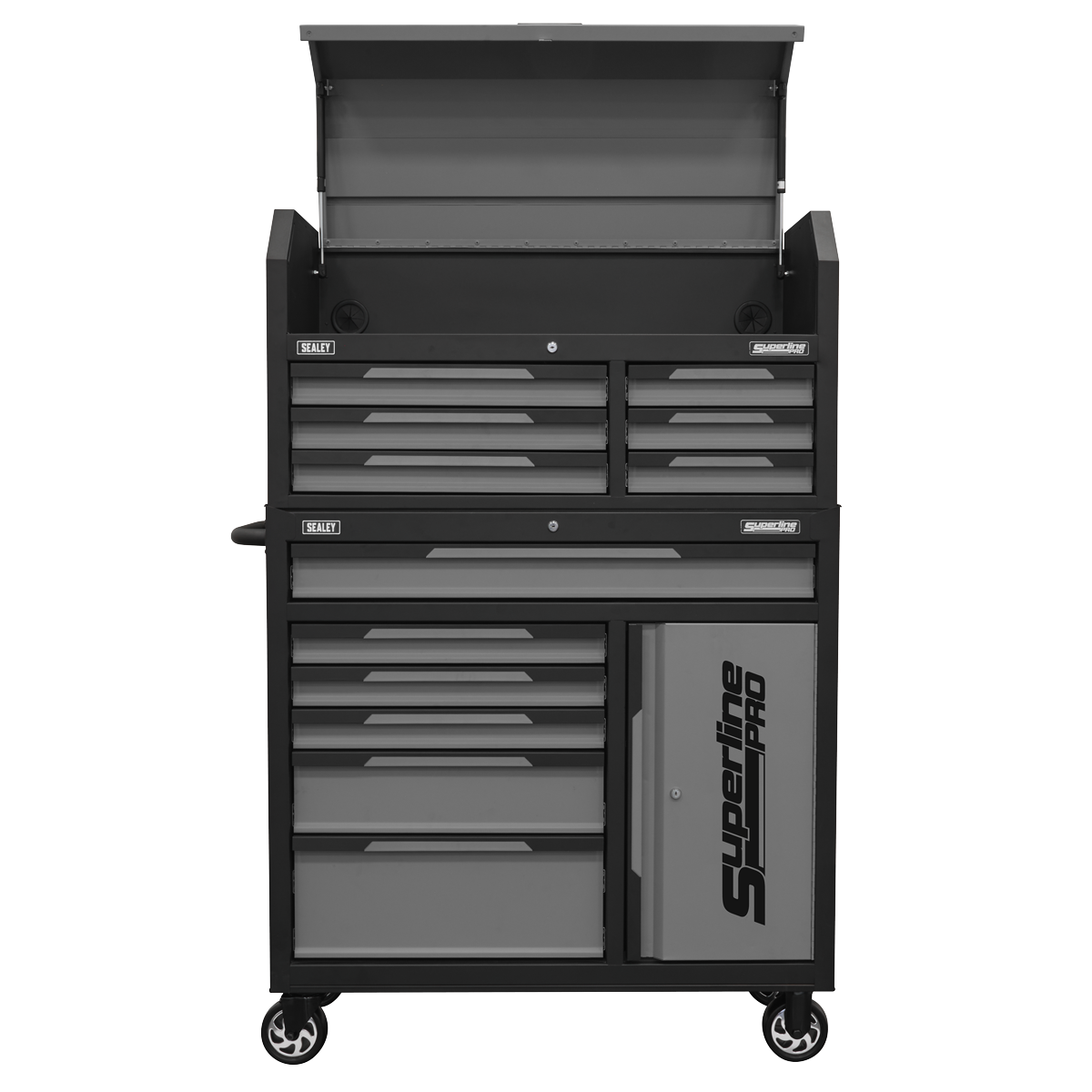 Superline Pro® Topchest & Rollcab Combination 12 Drawer & 1 Door Cupboard - Grey