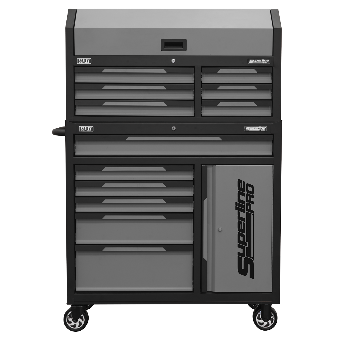 Superline Pro® Topchest & Rollcab Combination 12 Drawer & 1 Door Cupboard - Grey