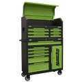 Superline Pro® Topchest & Rollcab Combination 12 Drawer & 1 Door Cupboard - Green