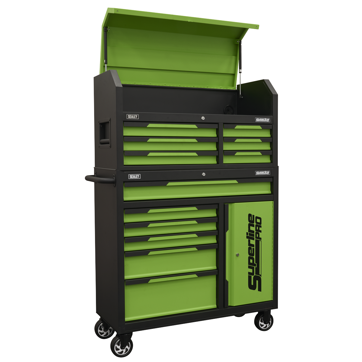 Superline Pro® Topchest & Rollcab Combination 12 Drawer & 1 Door Cupboard - Green