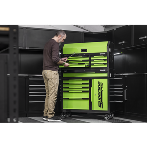Superline Pro® Topchest & Rollcab Combination 12 Drawer & 1 Door Cupboard - Green
