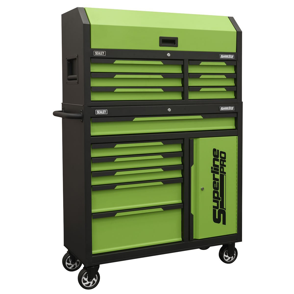 Superline Pro® Topchest & Rollcab Combination 12 Drawer & 1 Door Cupboard - Green
