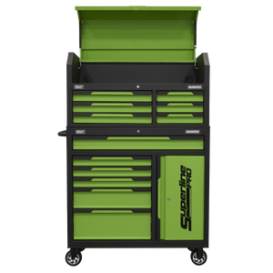 Superline Pro® Topchest & Rollcab Combination 12 Drawer & 1 Door Cupboard - Green
