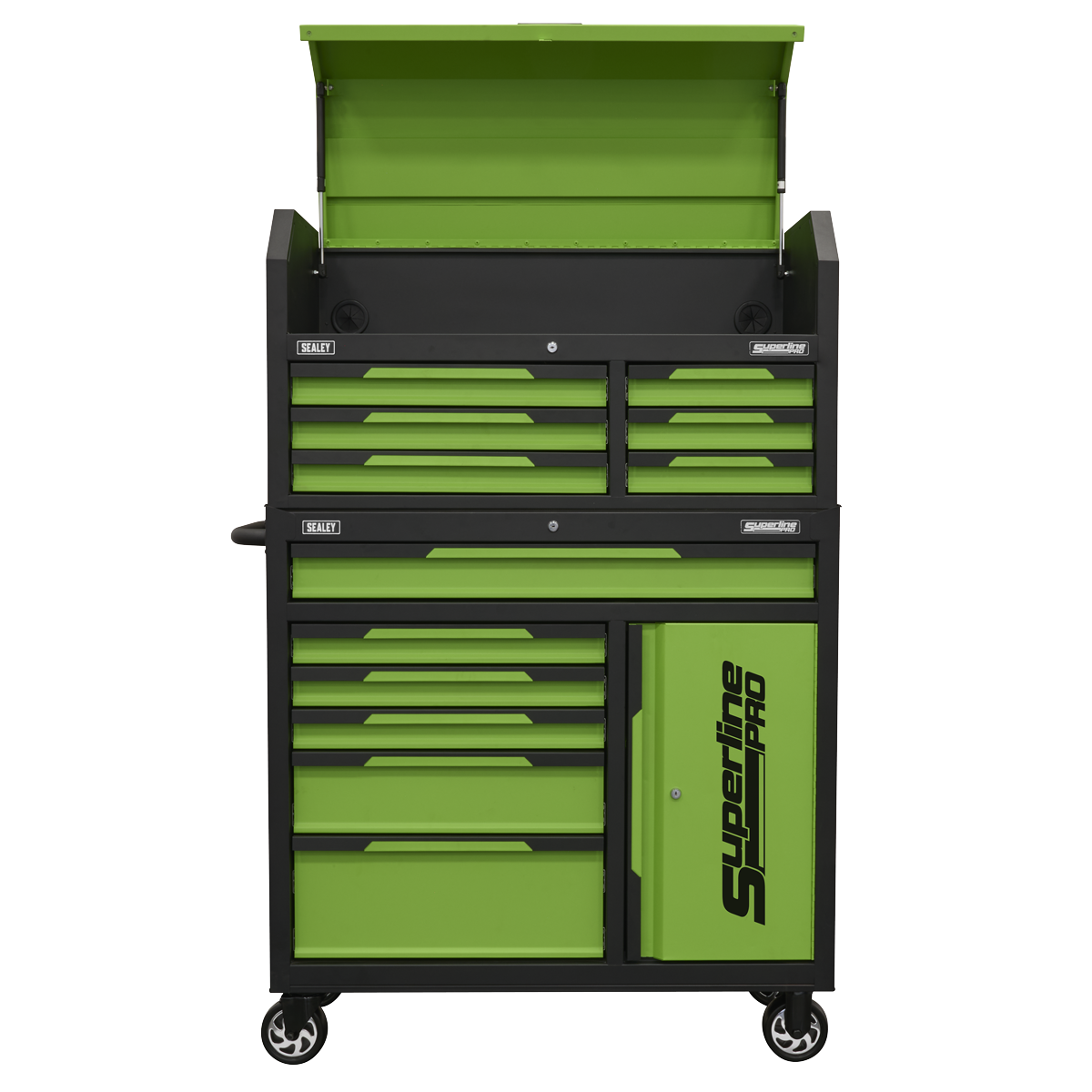Superline Pro® Topchest & Rollcab Combination 12 Drawer & 1 Door Cupboard - Green