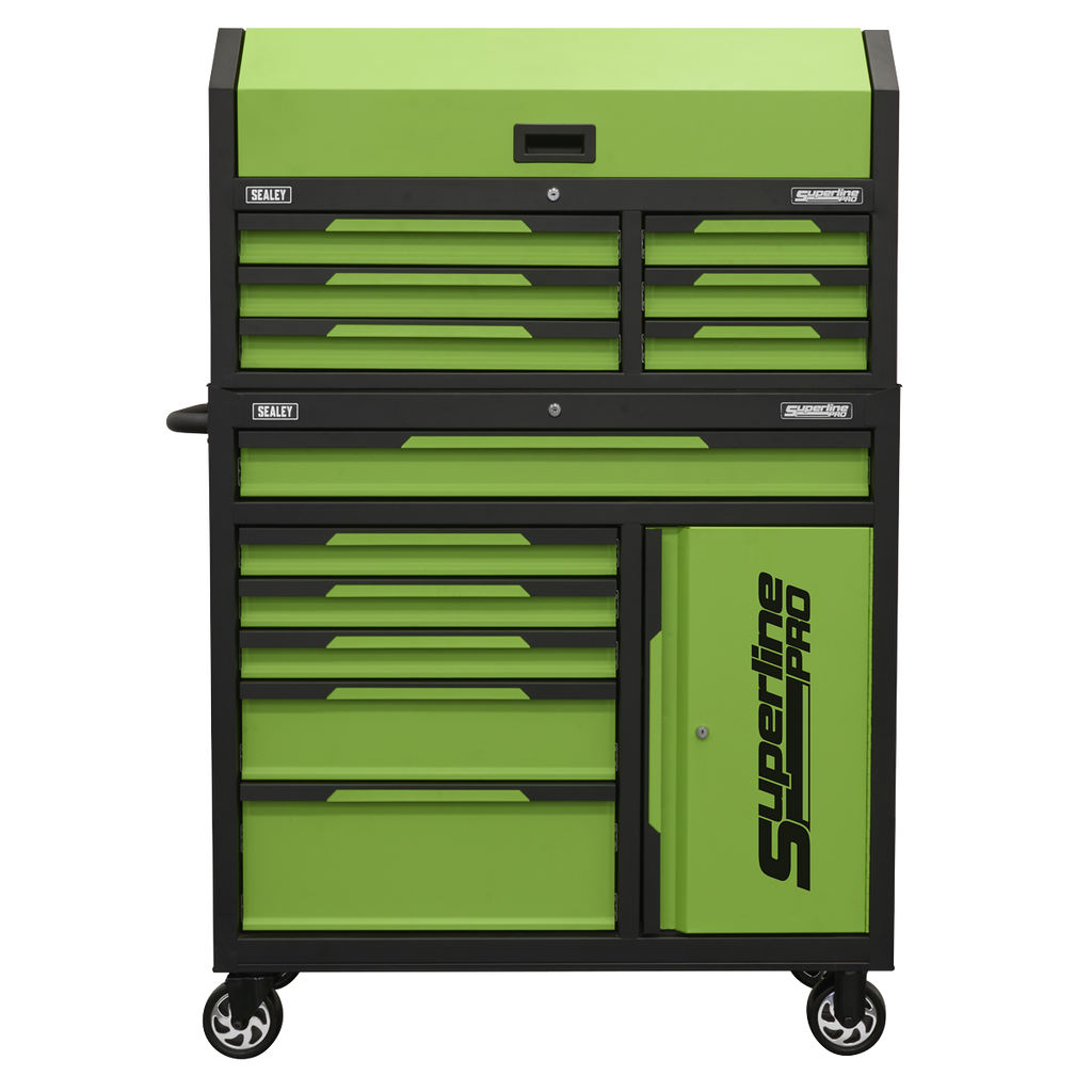 Superline Pro® Topchest & Rollcab Combination 12 Drawer & 1 Door Cupboard - Green