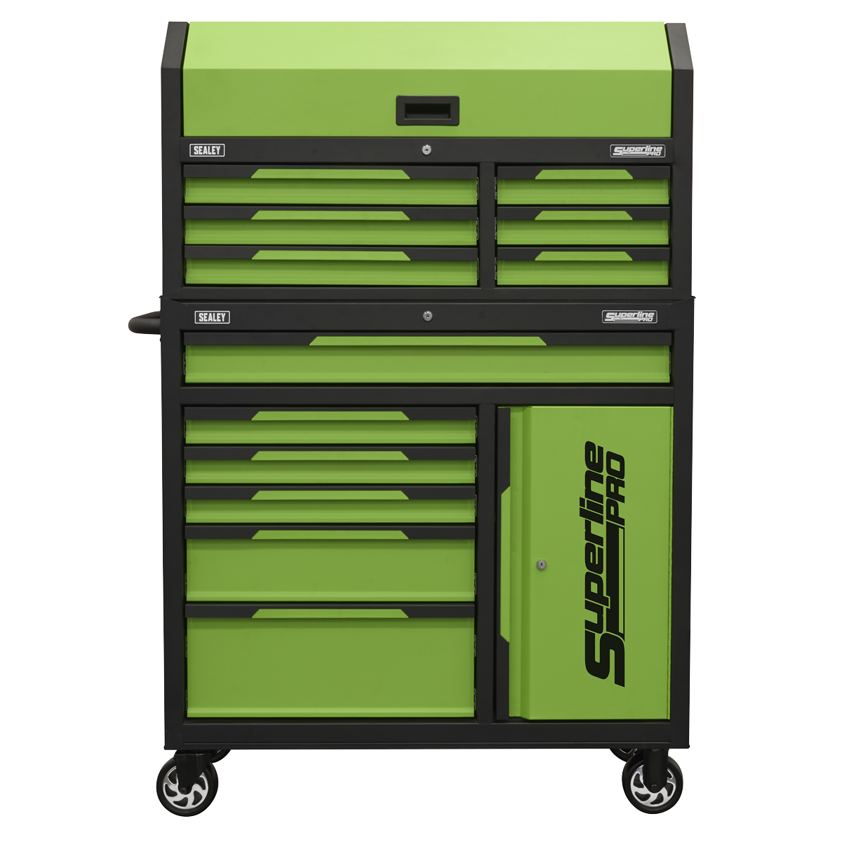 Superline Pro® Topchest & Rollcab Combination 12 Drawer & 1 Door Cupboard - Green