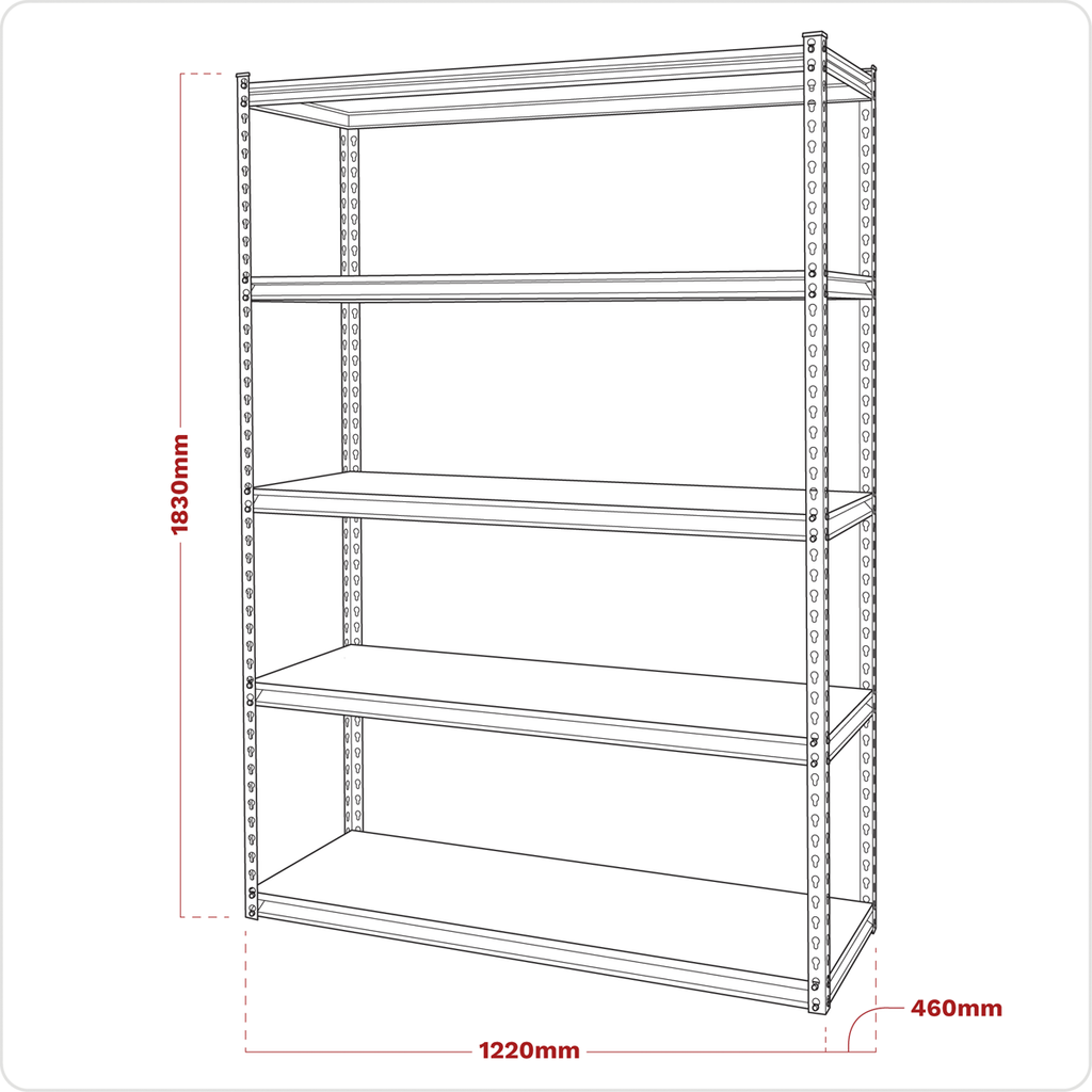 Racking Unit with 5 Shelves 220kg Capacity Per Level (Factory Refurbished A)