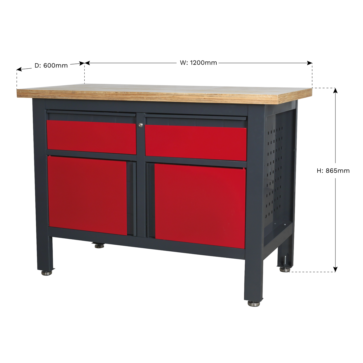 Workbench with 2 Drawers & 2 Cupboards