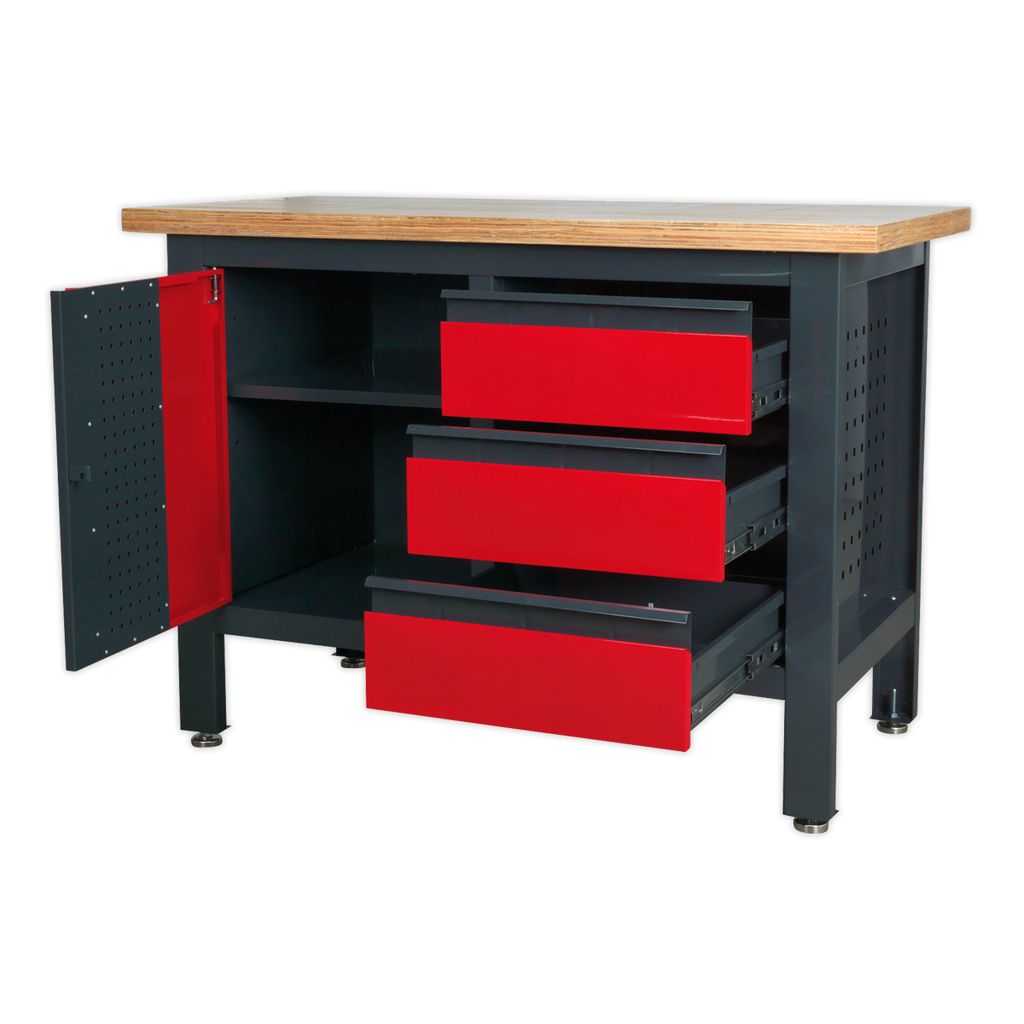 Workbench with 3 Drawers & Cupboard