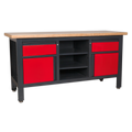 Workbench with 2 Drawers, 2 Cupboards & Open Storage
