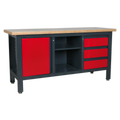 Workbench with 3 Drawers, 1 Cupboard & Open Storage