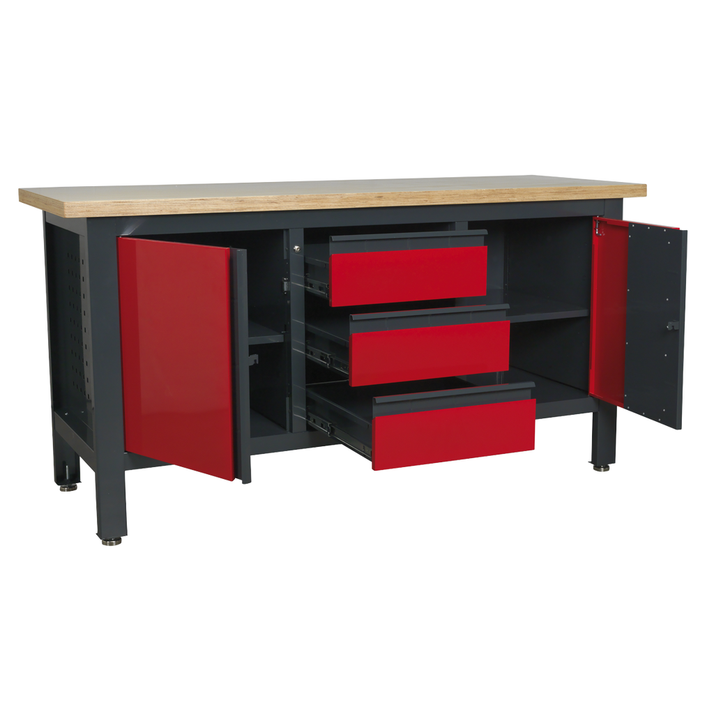 Workbench with 3 Drawers & 2 Cupboards