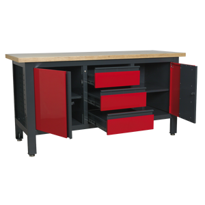 Workbench with 3 Drawers & 2 Cupboards
