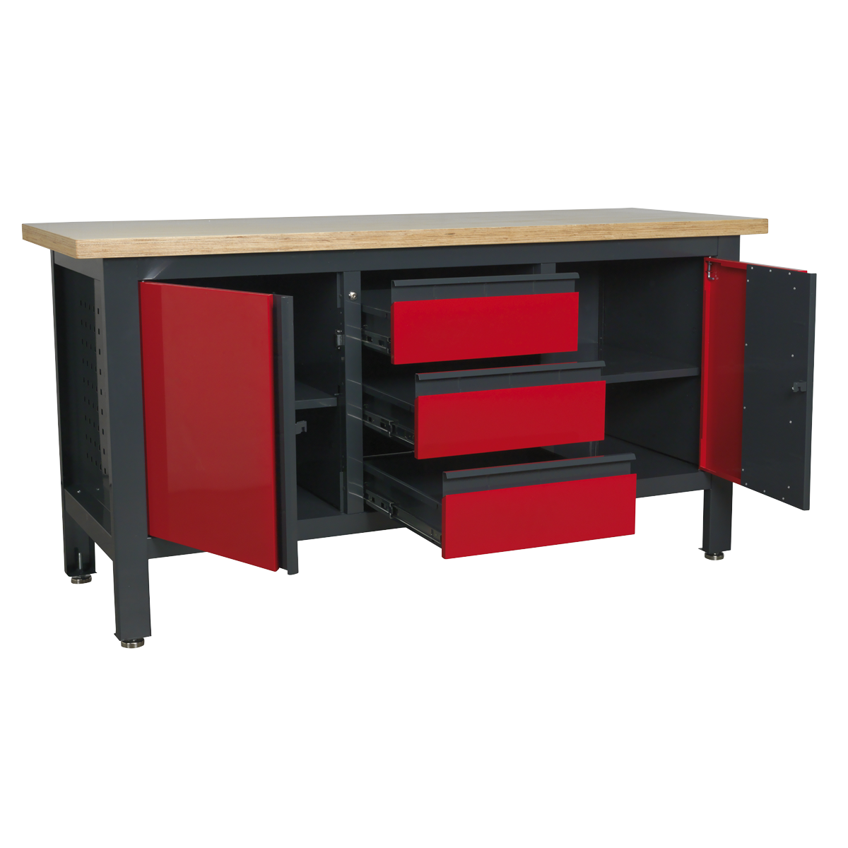 Workbench with 3 Drawers & 2 Cupboards