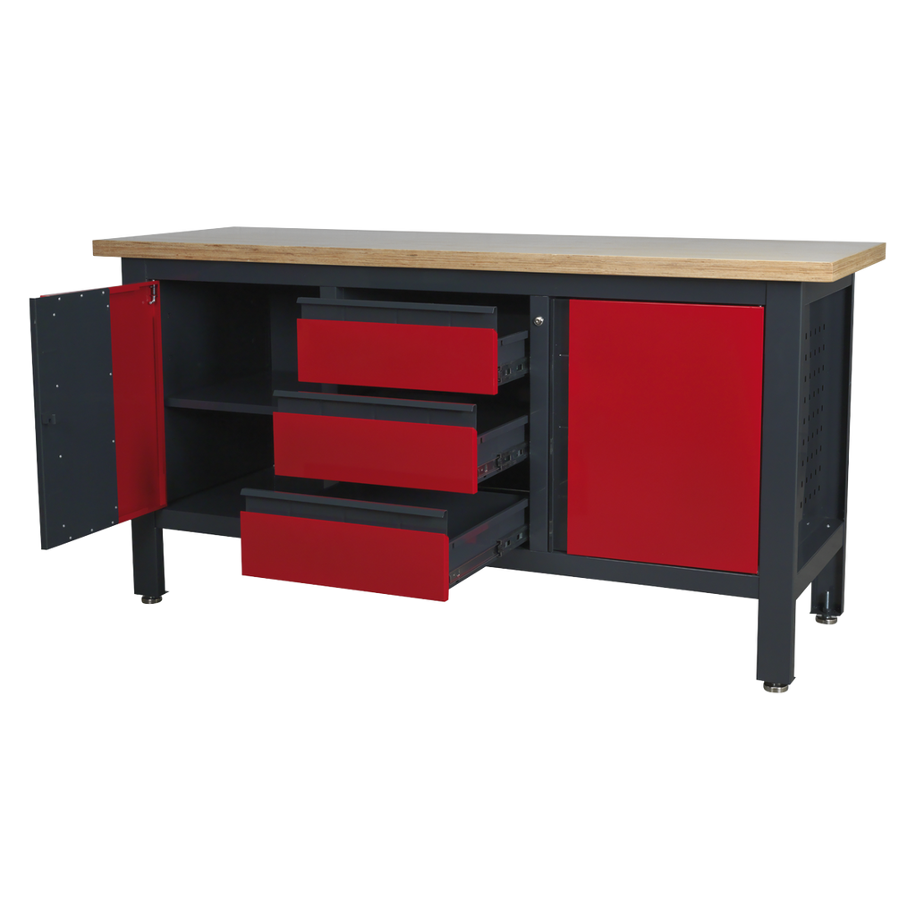 Workbench with 3 Drawers & 2 Cupboards
