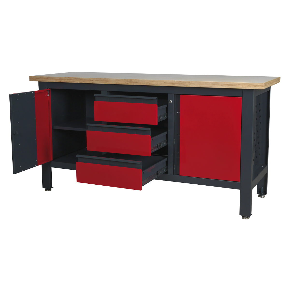 Workbench with 3 Drawers & 2 Cupboards