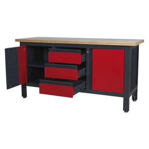 Workbench with 3 Drawers & 2 Cupboards