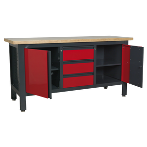 Workbench with 3 Drawers & 2 Cupboards
