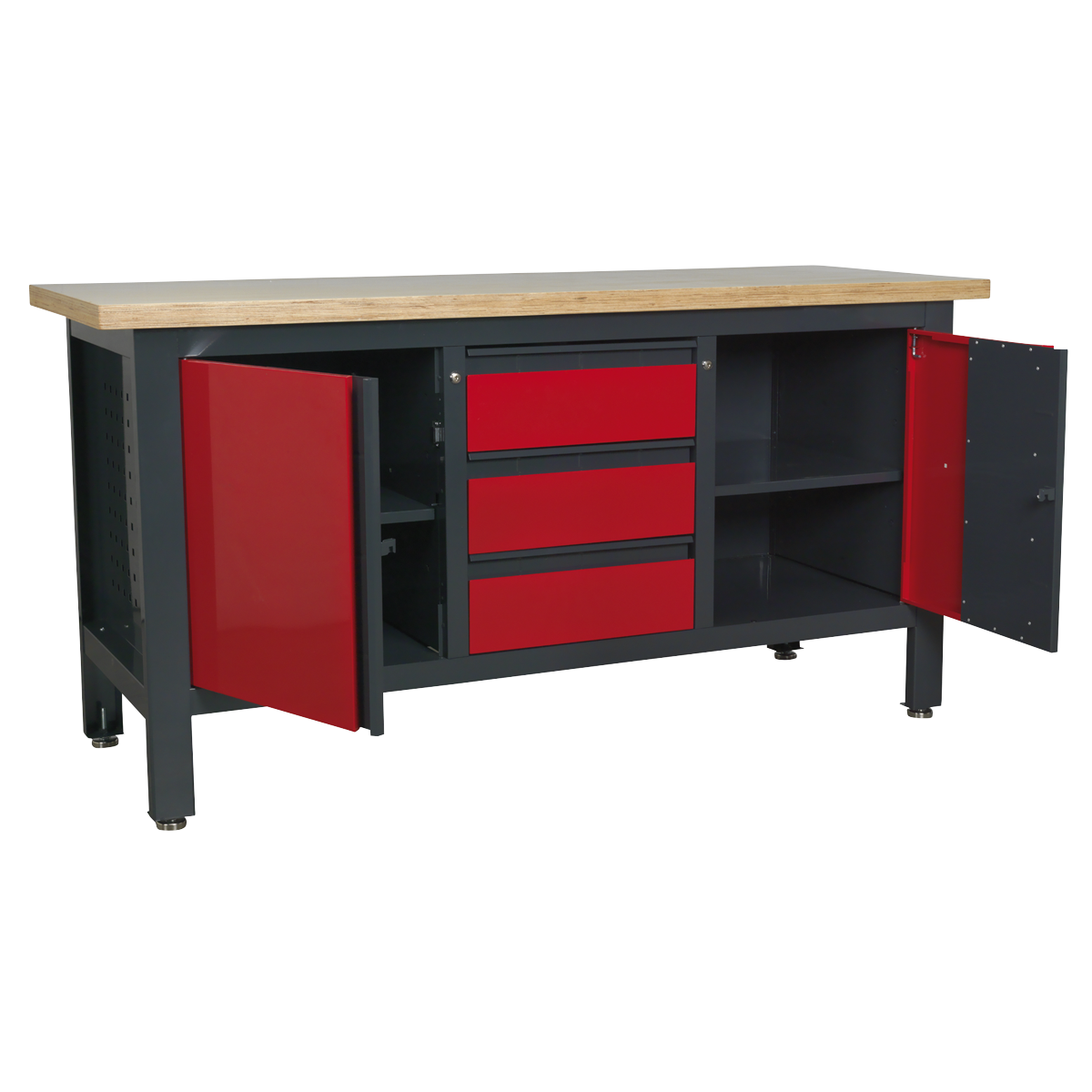 Workbench with 3 Drawers & 2 Cupboards