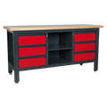 Workbench with 6 Drawers & Open Storage