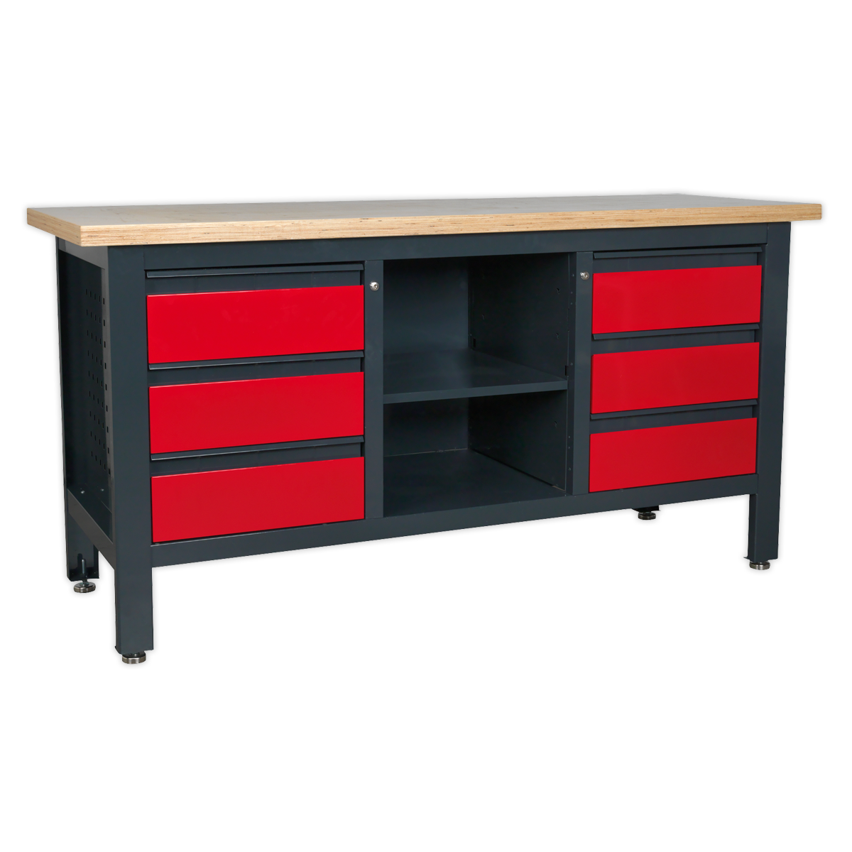 Workbench with 6 Drawers & Open Storage
