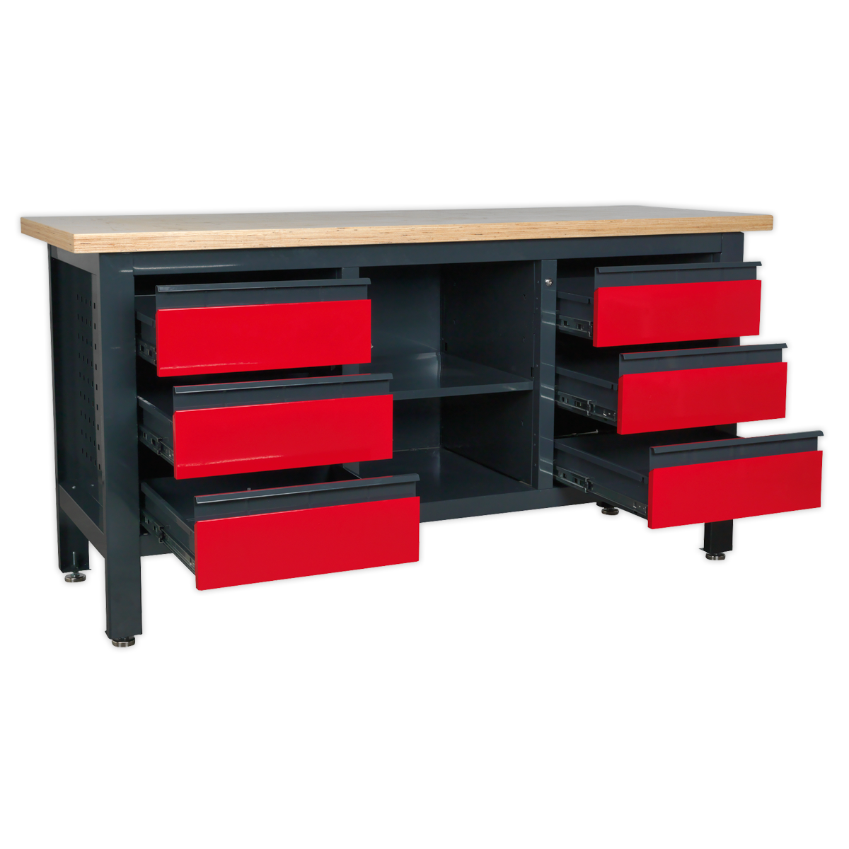 Workbench with 6 Drawers & Open Storage