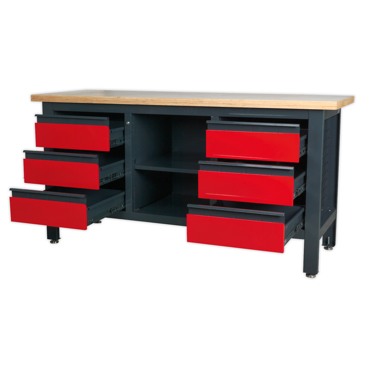 Workbench with 6 Drawers & Open Storage