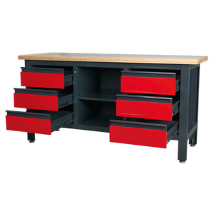Workbench with 6 Drawers & Open Storage