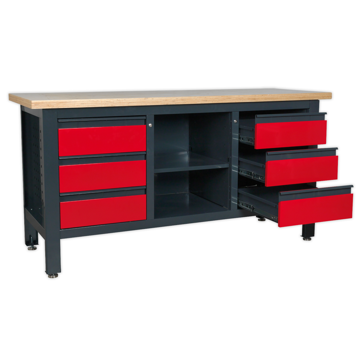 Workbench with 6 Drawers & Open Storage