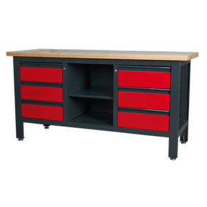 Workbench with 6 Drawers & Open Storage
