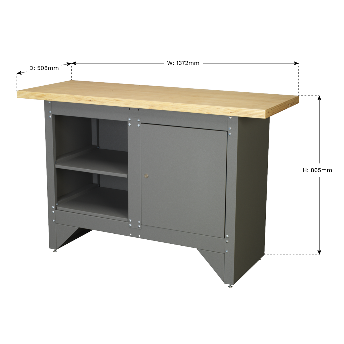 Heavy-Duty Workbench with Cupboard