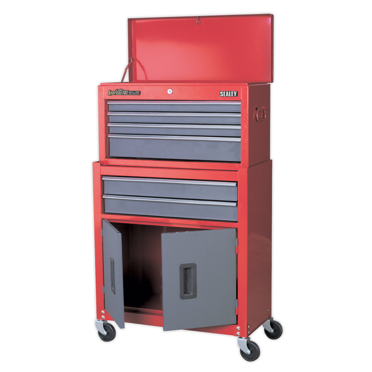 American PRO® Topchest & Rollcab Combination, 6 Drawer, Red/Grey (AP2200BB)