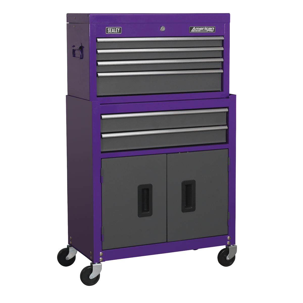 American PRO® Topchest & Rollcab Combination, 6 Drawer, Purple/Grey (AP2200BBCP)