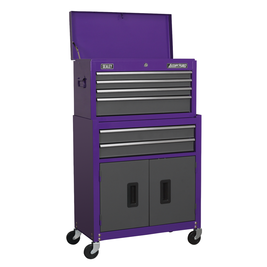 American PRO® Topchest & Rollcab Combination with Tool Kit, Purple/Grey (AP2200COMBOCP)