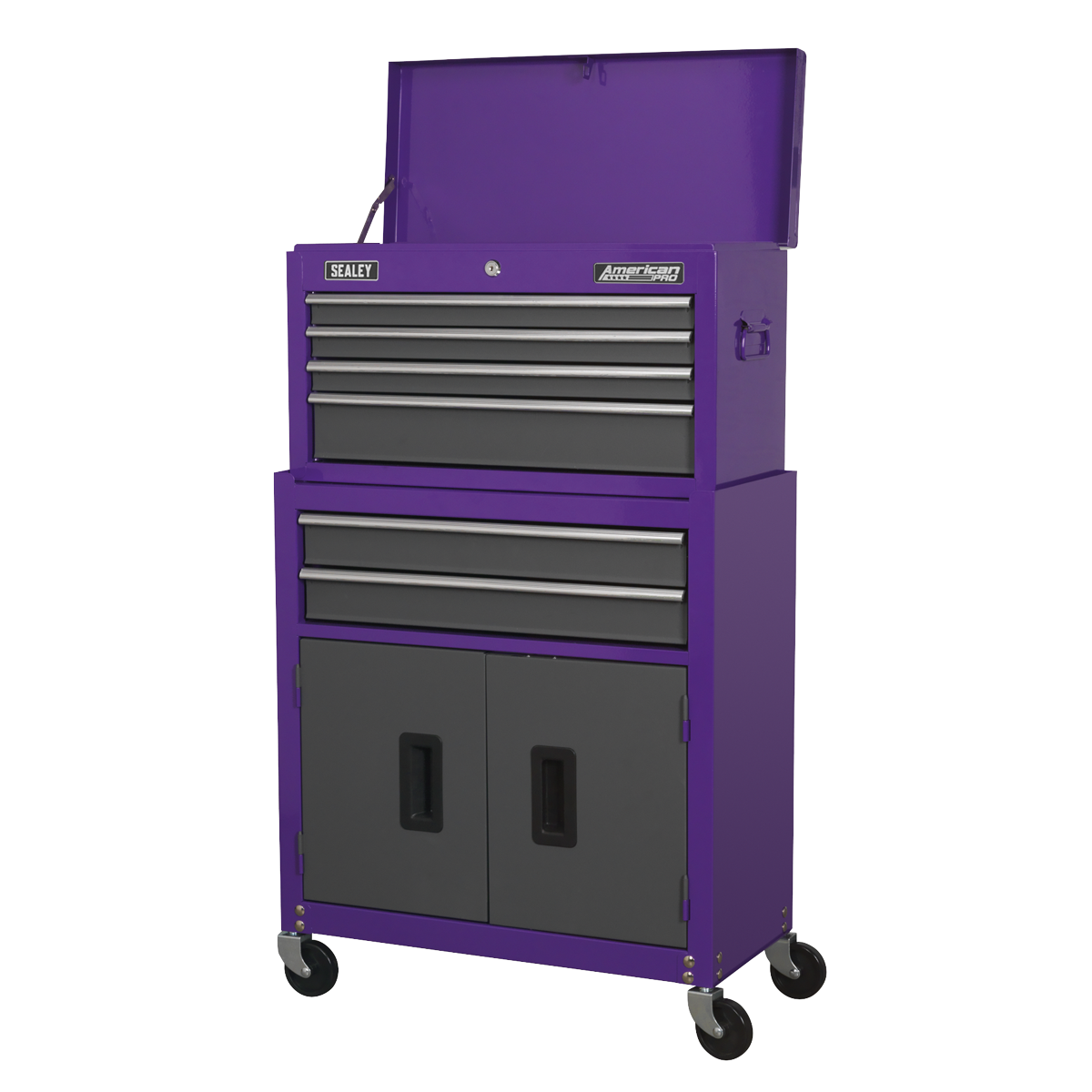 American PRO® Topchest & Rollcab Combination, 6 Drawer, Purple/Grey (AP2200BBCP)