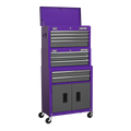 American PRO® Topchest, Mid-Box Tool Chest & Rollcab Stack 9 Drawer - Purple