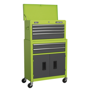 Sealey AP2200BBHV American Pro Topchest & Rollcab Combination with Ball Bearing Slides, 6 Drawer, Green/Grey