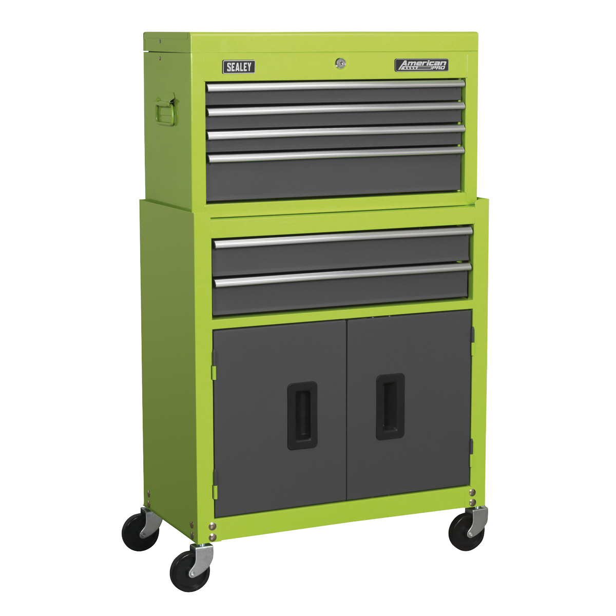 American PRO® Topchest & Rollcab Combination, 6 Drawer, Green/Grey (AP2200BBHV)