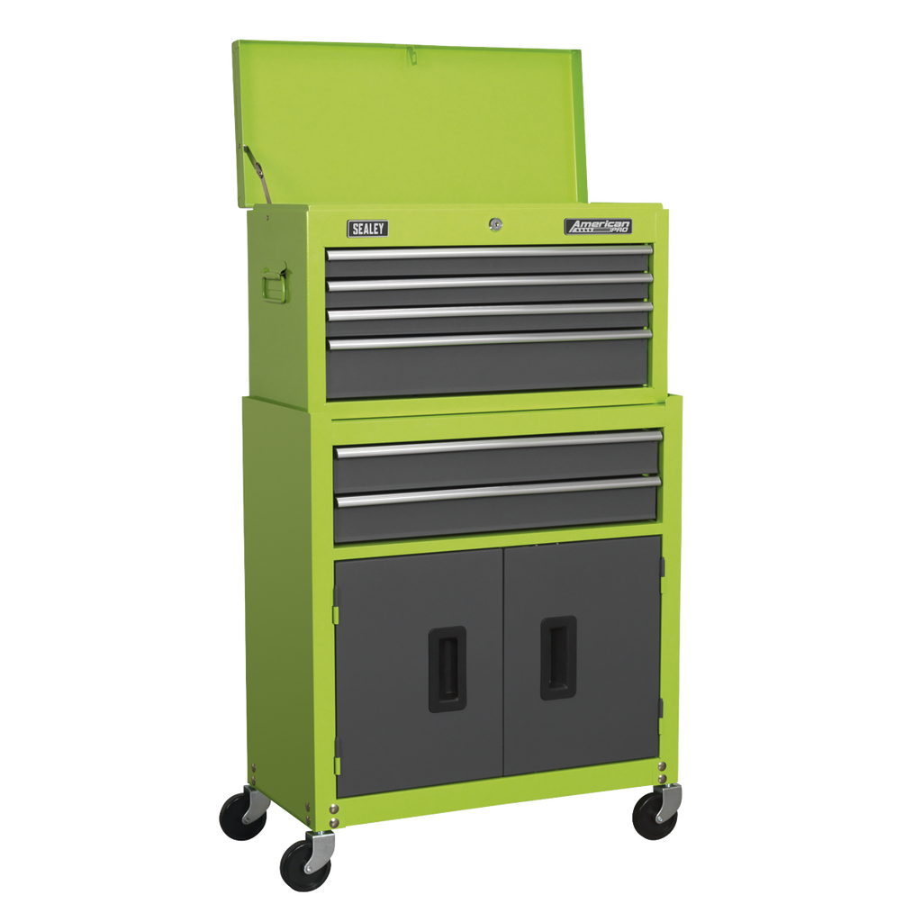 American PRO® Topchest & Rollcab Combination with Tool Kit, Green/Grey (AP2200COMBOHV)