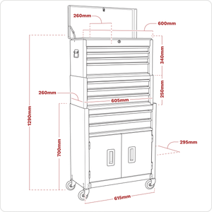 American PRO® Topchest, Mid-Box Tool Chest & Rollcab Stack 9 Drawer - Red